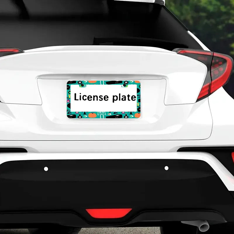 Halloween License Plate Frames Skull & Pumpkin – Set of 2 License Plate Frames HIP