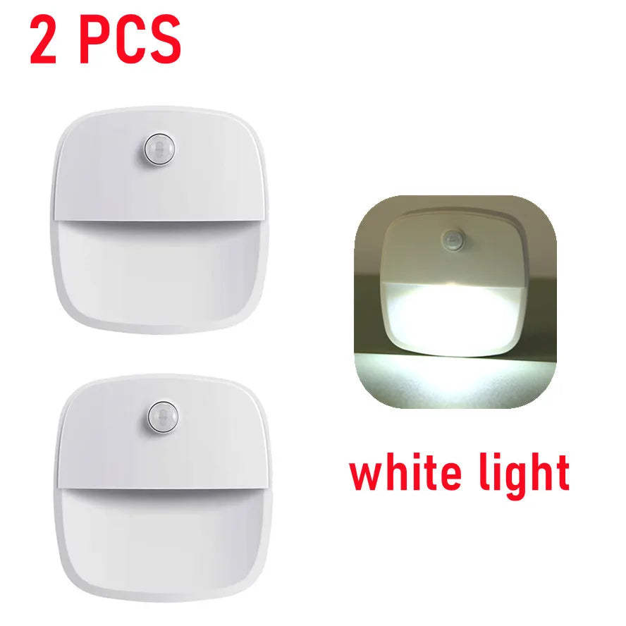 LDHLM Motion Sensor LED Night Light – Battery Powered Motion Sensor Night Light HIP White x2
