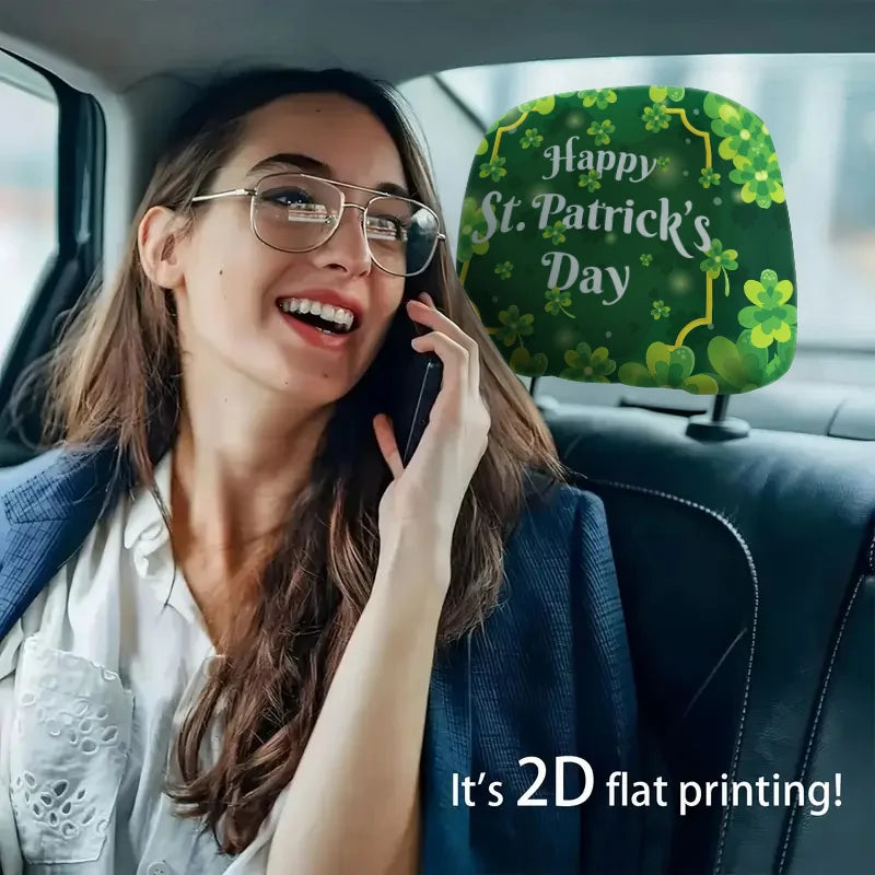 2-Pack St. Patrick's Day Car Headrest Covers – Shamrock Car Headrest Cover HIP