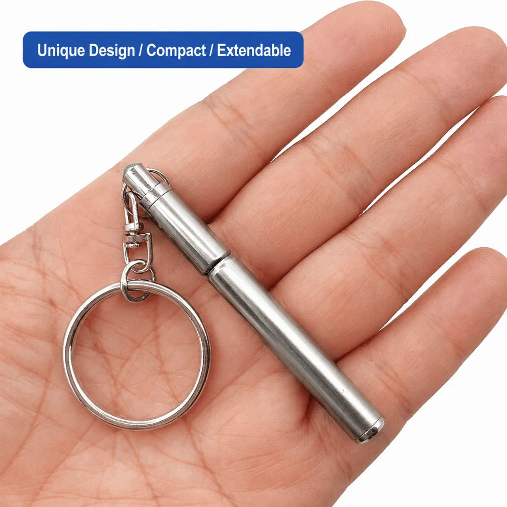Telescopic Mini Keychain Pen – Stainless Steel EDC Keychain Ballpoint Pen HIP