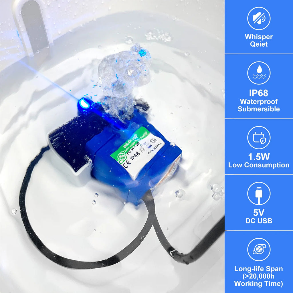 Cat Fountain Water Pump LED Light Pet Water Fountain Motor Replacement for Cat Flowers Drinking Bowl Dispenser Pet Accessories HIP