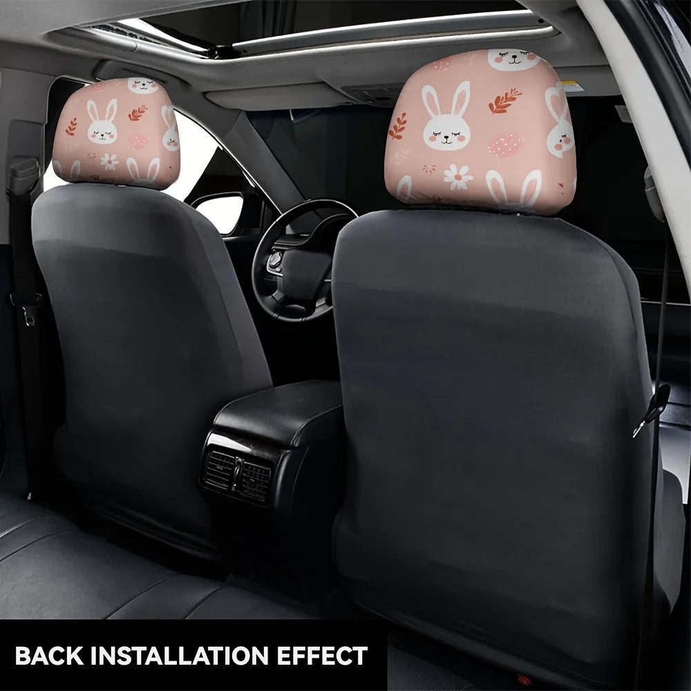 2-Pack Easter Bunny Car Headrest Covers – 2D Flat Print Car Headrest Covers HIP