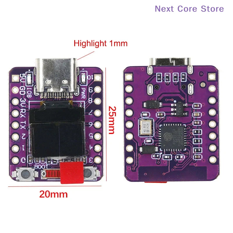 ESP32-C3 Supermini Dev Board – 0.42" OLED, WiFi & BT 5.0 Microcontroller Dev Board HIP
