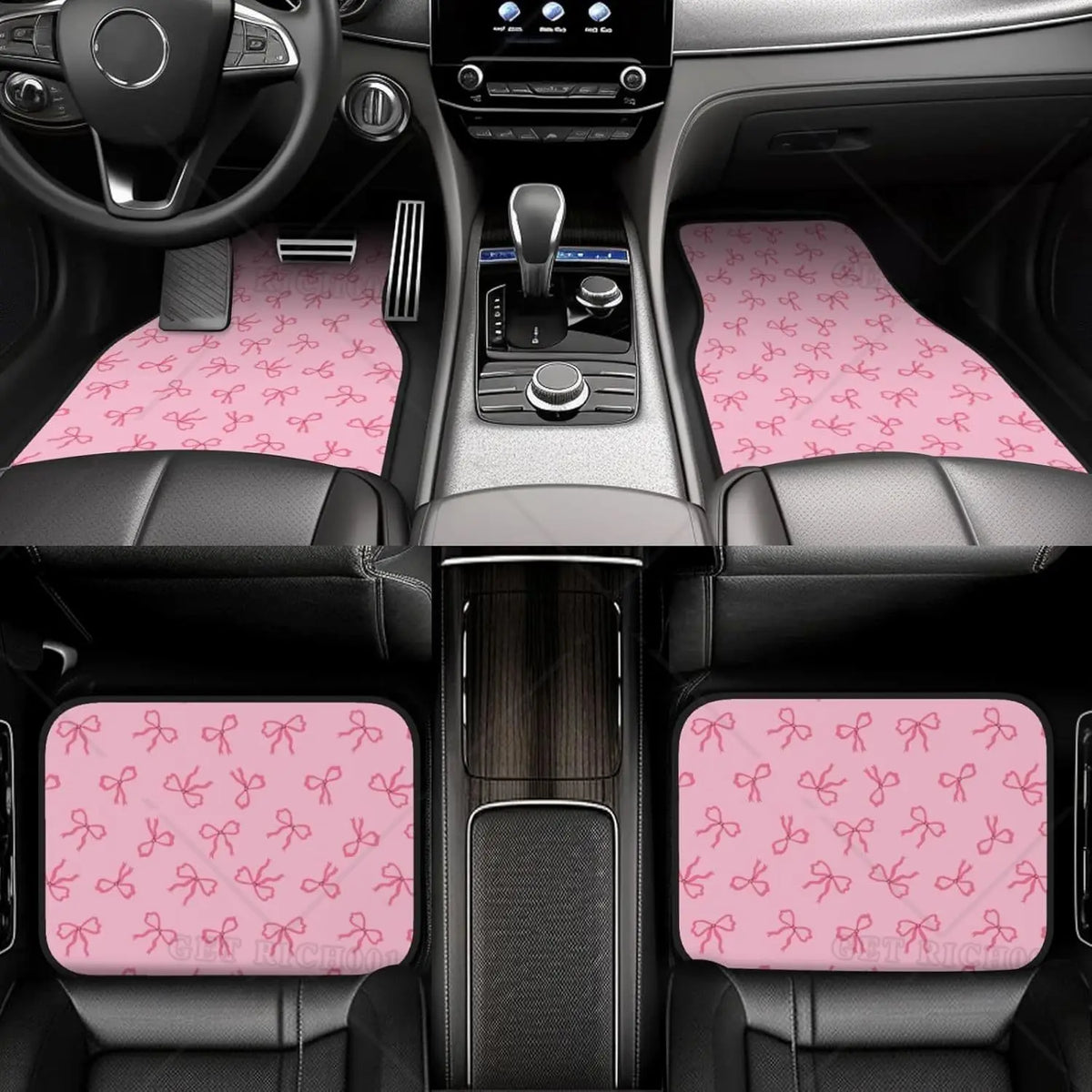 Pink Bows Rubber Car Floor Mats – All-Weather Set of 4 Car Floor Mats HIP