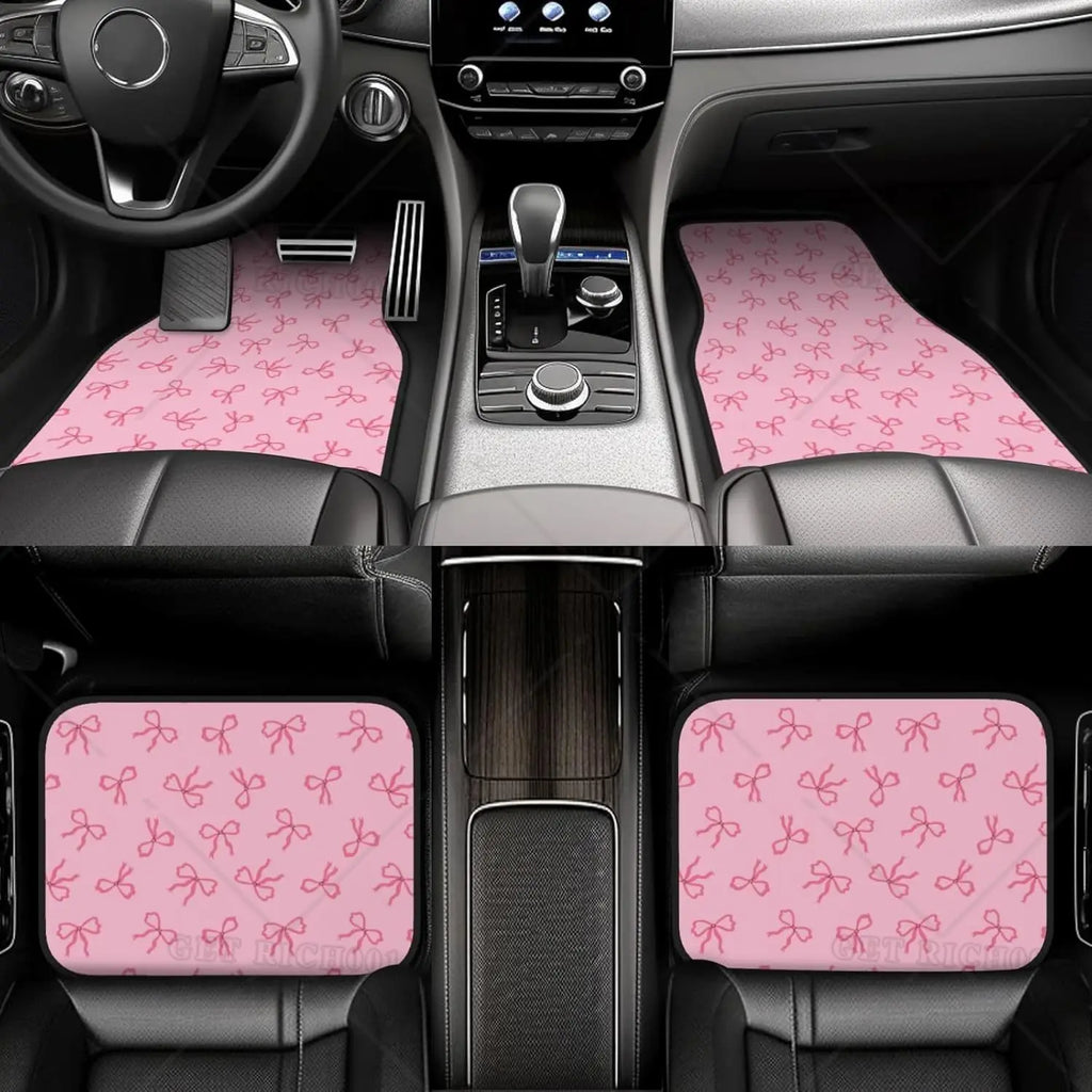 Pink Bows Rubber Car Floor Mats – All-Weather 4-Piece Set Car Floor Mats HIP