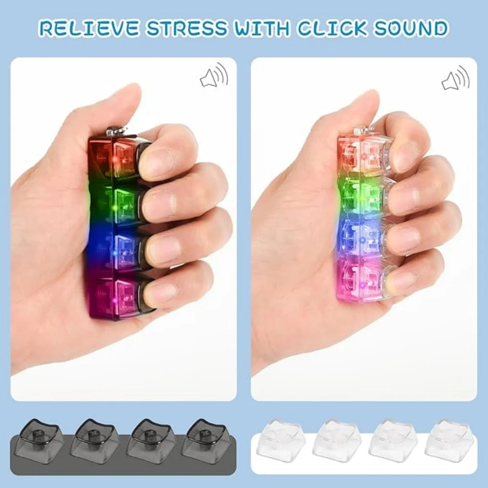 4-Button RGB Fidget Keyboard Keychain with LED Lights | HIP Fidget Keychain Toy HIP
