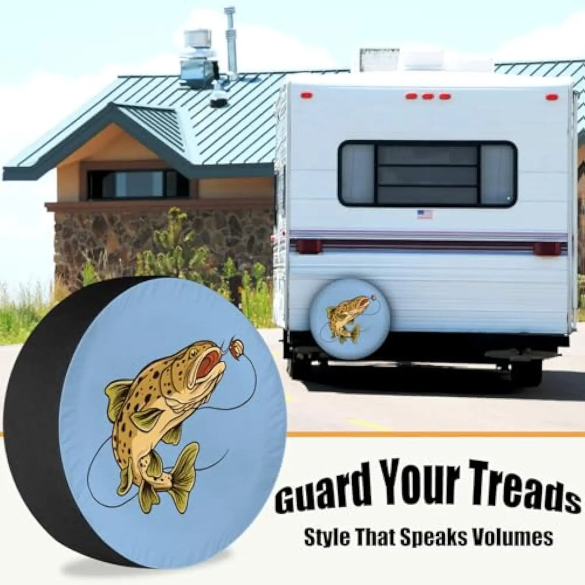 Brown Trout Fly Fishing Spare Tire Cover – RV SUV Truck Spare Tire Cover HIP