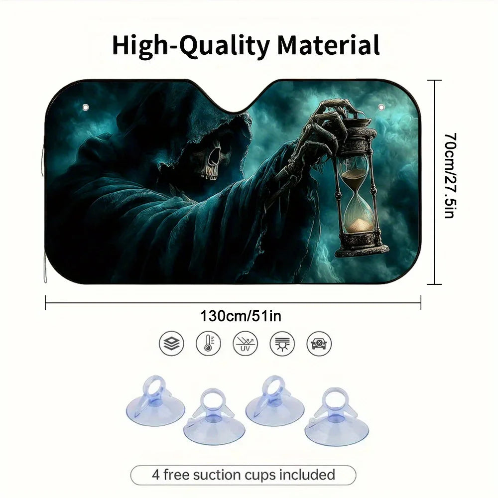 Halloween Dark Hooded Figure Car Sunshade – Foldable Car Sunshade HIP