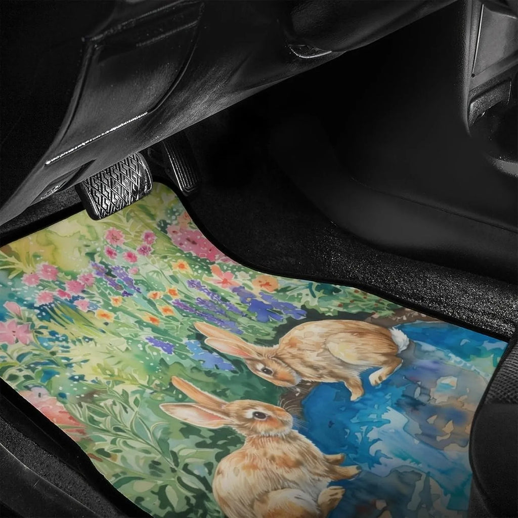 Watercolor Bunnies Car Floor Mats – 4-Piece Universal Set Car Floor Mats HIP