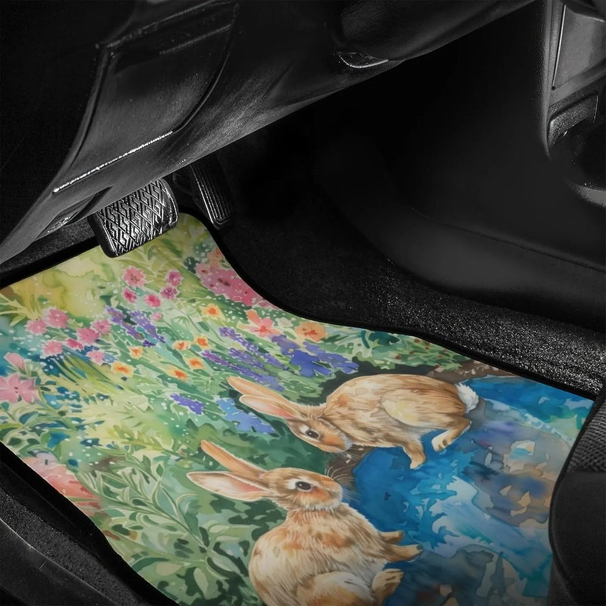 Watercolor Bunnies Car Floor Mats – 4-Piece Universal Set Car Floor Mats HIP