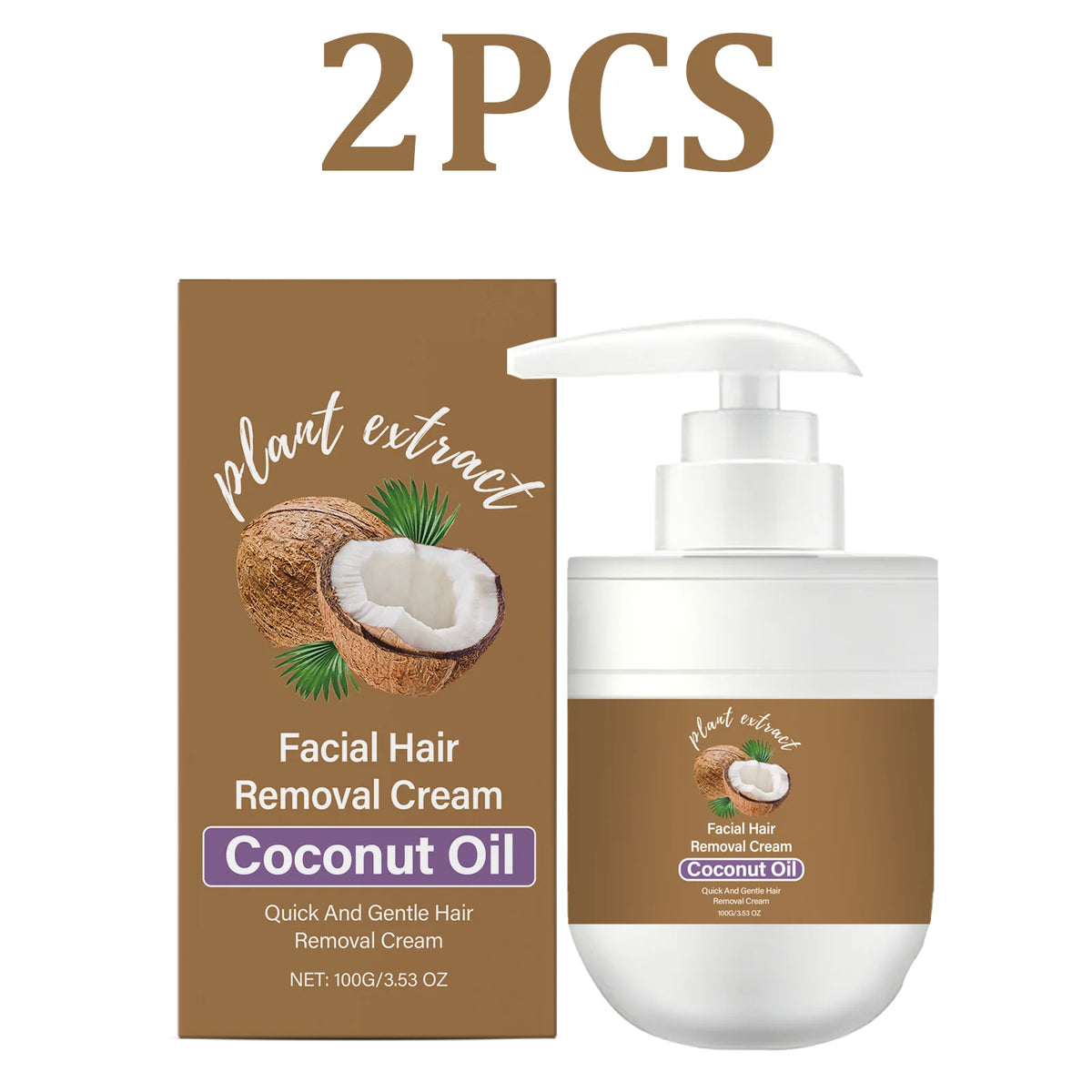 Coconut Oil Facial Hair Removal Cream – Sensitive Skin Facial Hair Removal Cream HIP 2PCS