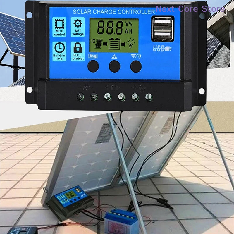 60A Solar Charge Controller 12V 24V 1560W PWM LCD Display Solar Charge Controller HIP