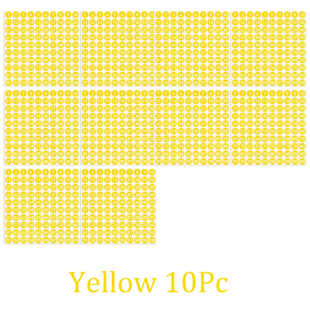 2/10Pcs Waterproof 7 Colors Number Sticker Label For Nail Polish Color Gel Varnish Marking Digital Label Sticker Manicure Tool HIP Yellow 10Pc