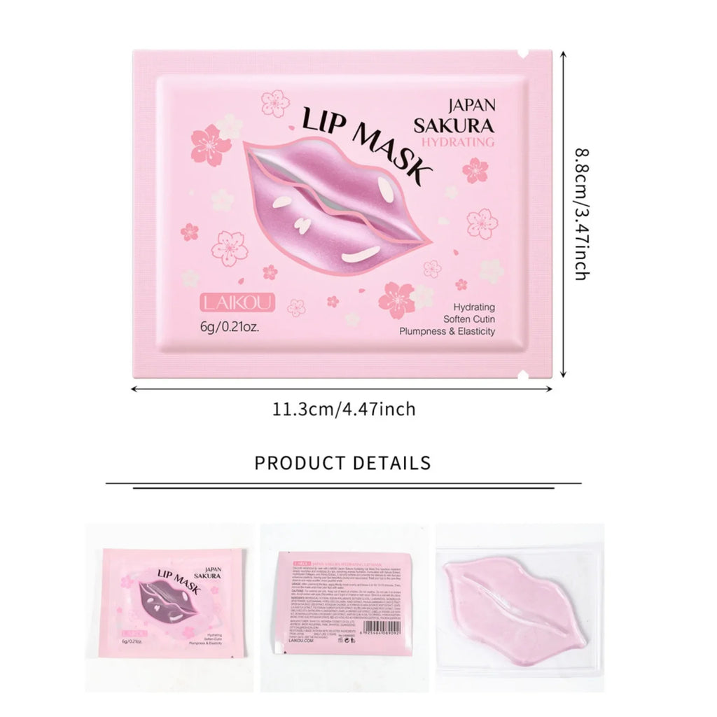 LAIKOU Sakura Collagen Lip Mask – Hydrating Gel Pads 6g Lip Treatment Mask HIP