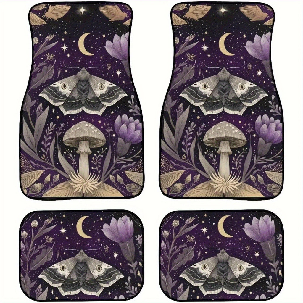 4-Piece Purple Moth Moon Car Floor Mats – Universal Fit Car Floor Mats HIP WHITE