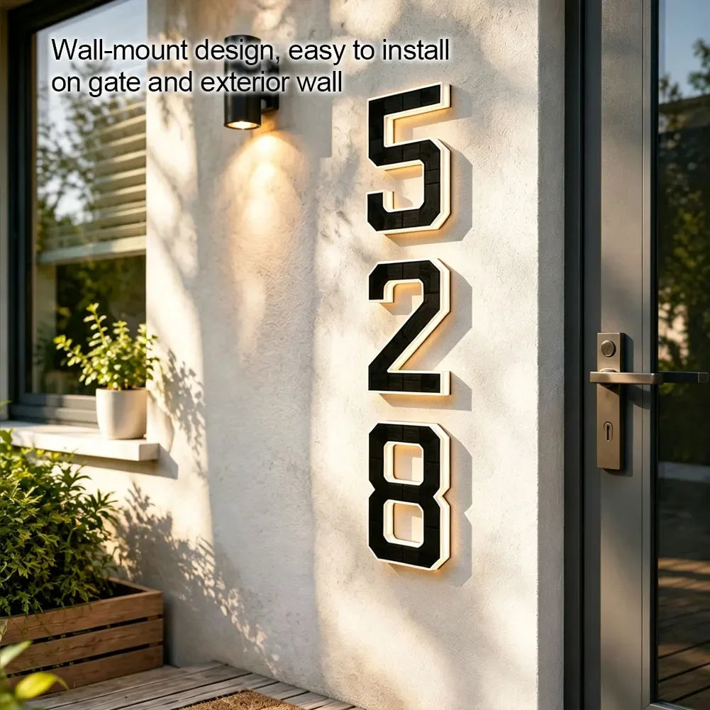 12Cm/4.7In LED Address Sign 0‑9 & ABCD With 1000Mah Battery Solar Wall Number Letter Light For Door Porch Garden HIP