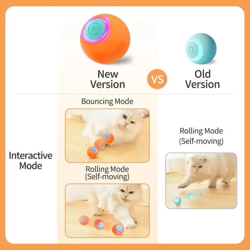 ROJECO Smart Cat Toys Interactive Cat Bouncing Ball Automatic Rolling Ball Training 360° Auto-Rotating Electric Toy For Dog Pet HIP