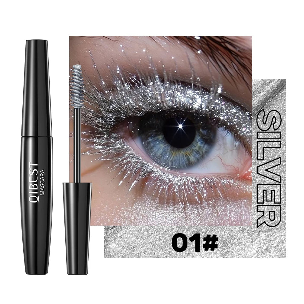 5 Colors Diamond Shimmering Mascara Long Lasting Makeup 3D Volume Eyelashes Curling Glitter Mascara Eye Lash Female Cosmetic HIP 01 Silver