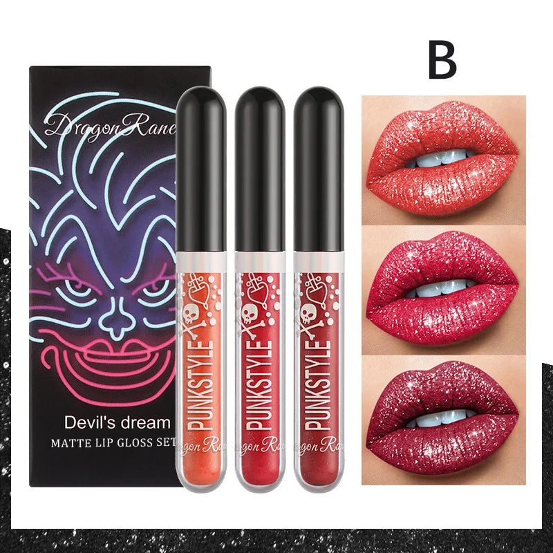 Dragon Ranee Halloween Lip Gloss Set – Purple & Black Shimmer Trio Lip Gloss Set HIP B