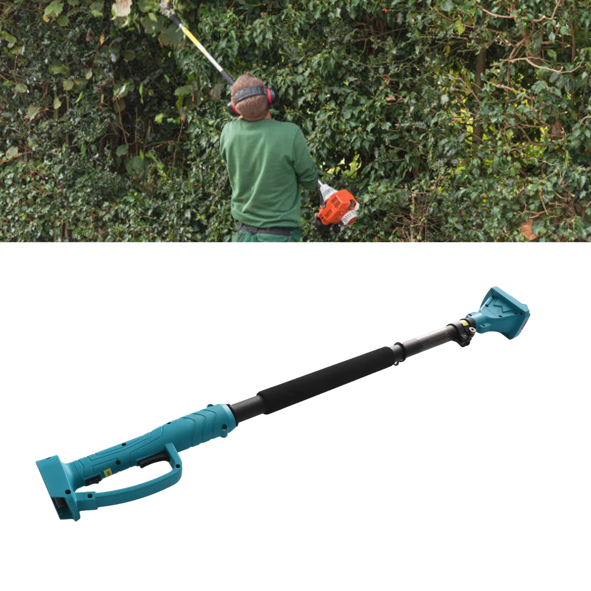 Cordless Pruning Shears Extension Pole Anti Slip Handle Rotating Head Electric Tree Pruner Pole 4.92 Ft Length for Garden Blue HIP