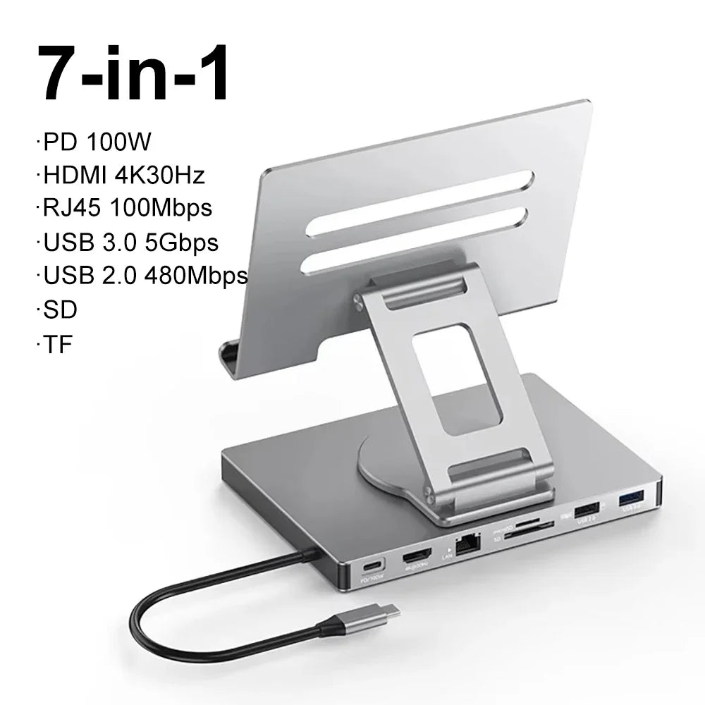 KEBIDUMEI 9-in-1 USB-C Docking Station | 4K HDMI, 100W PD USB-C Docking Station HIP 7-in-1