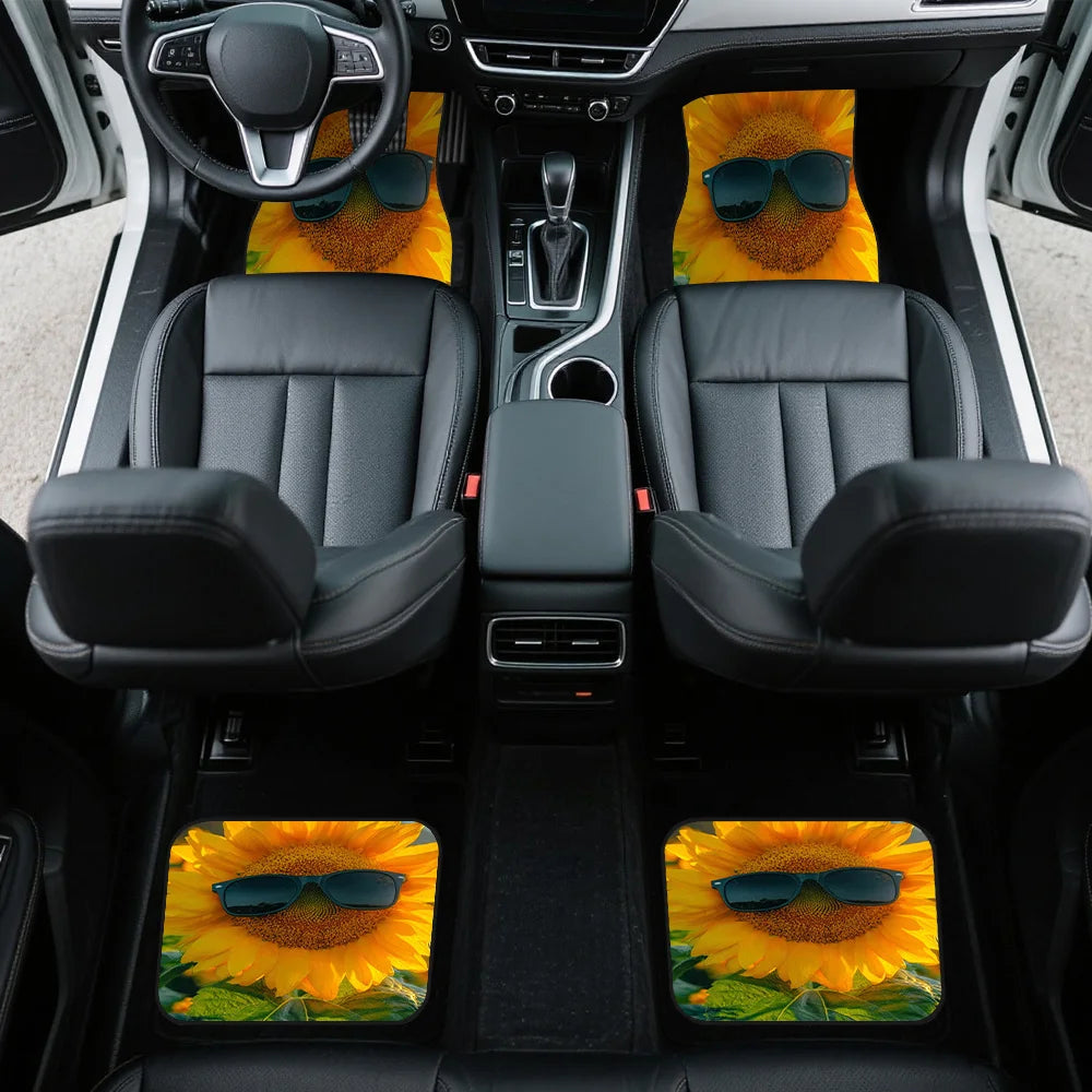 Set of 4 Sunflower Glasses Car Floor Mats for SUVs & Crossovers Car Floor Mats HIP