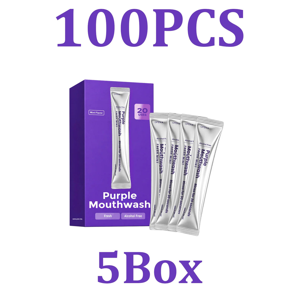 Purple Mouthwash Travel Sachets – Menthol Fresh Breath (20pk) Travel Mouthwash Sachets HIP 5PCS One Unit adults