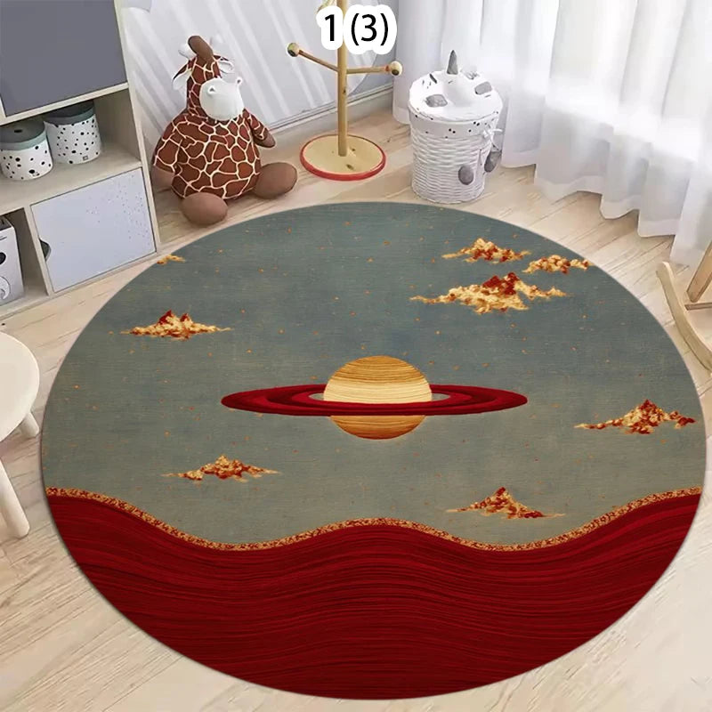 Cartoon Round Carpet – Soft Polyester Bedroom & Reading Rug Decorative Round Rug HIP
