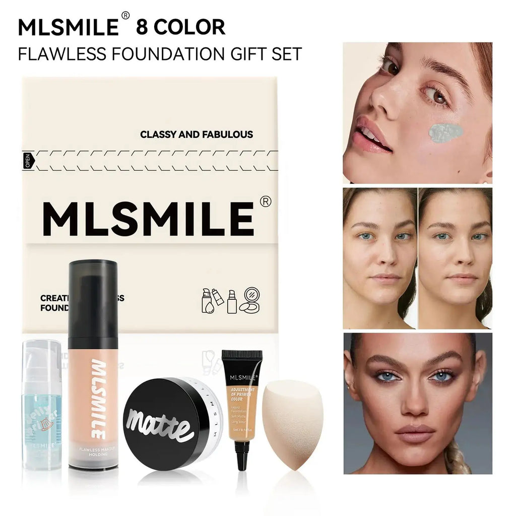MLSMILE Flawless Makeup Set – Primer, Foundation & Powder Face Makeup Set HIP