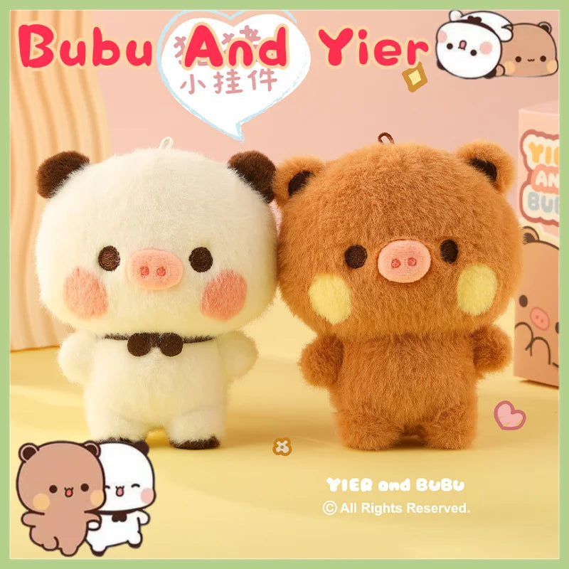 12cm Bubu & Dudu Panda Plush Keychain Pendant Doll Gift Plush Keychain Doll HIP