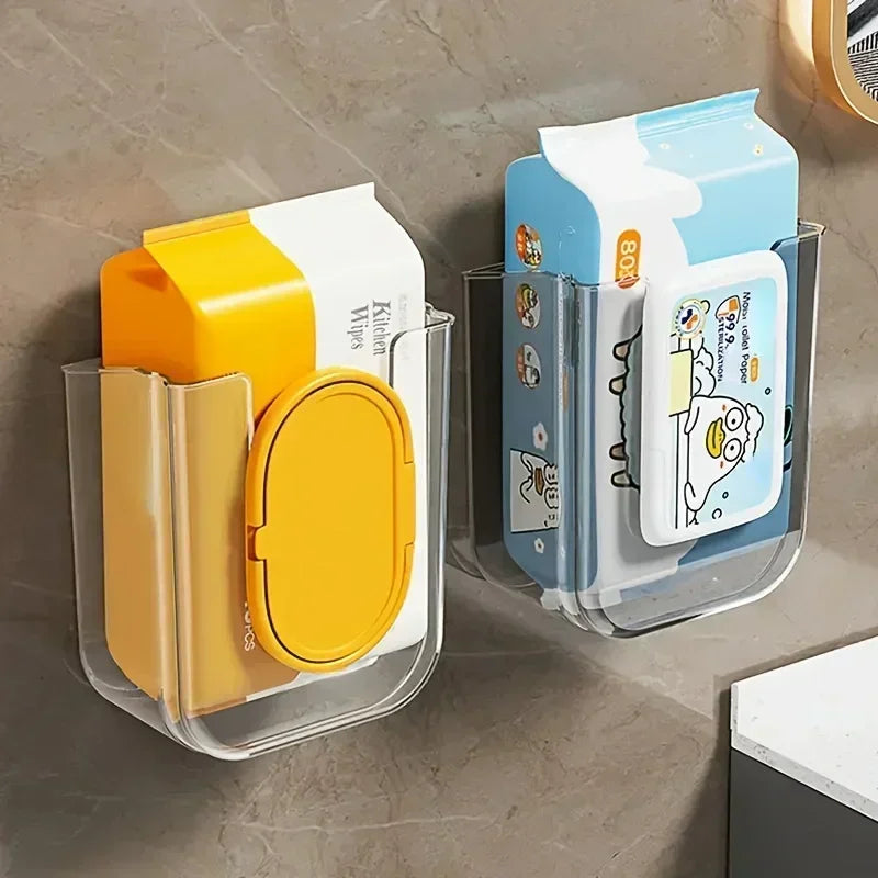 Wall-Mounted Wet Tissue Box – No-Drill Transparent PP Holder Tissue Box Organizer HIP