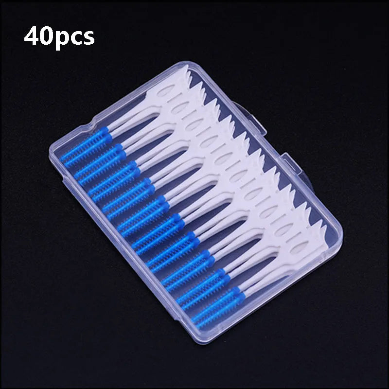 Silicone Interdental Brushes 40–200 Pack | Between-Teeth Care Interdental Brush HIP C623-blue 40Pcs