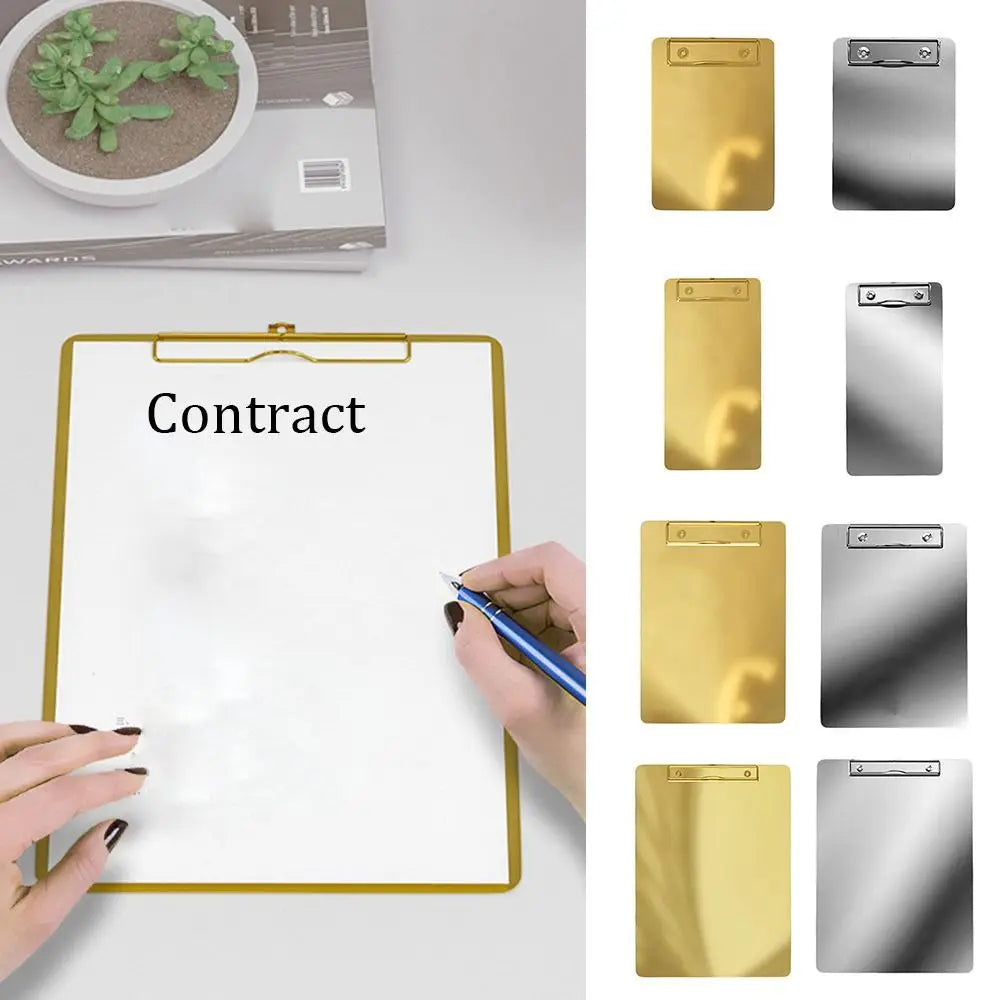 Stainless Steel A4/A5 Writing Clipboard – Gold & Silver Folder Writing Clipboard HIP