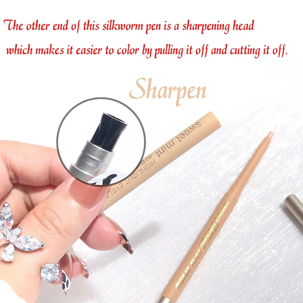 Glitter Eyeshadow Pen Pearlescent Matte Diamond Eyeliner Pen Waterproof Highlight Brighten Silkworm Makeup Pencil Shiny Eyelids HIP