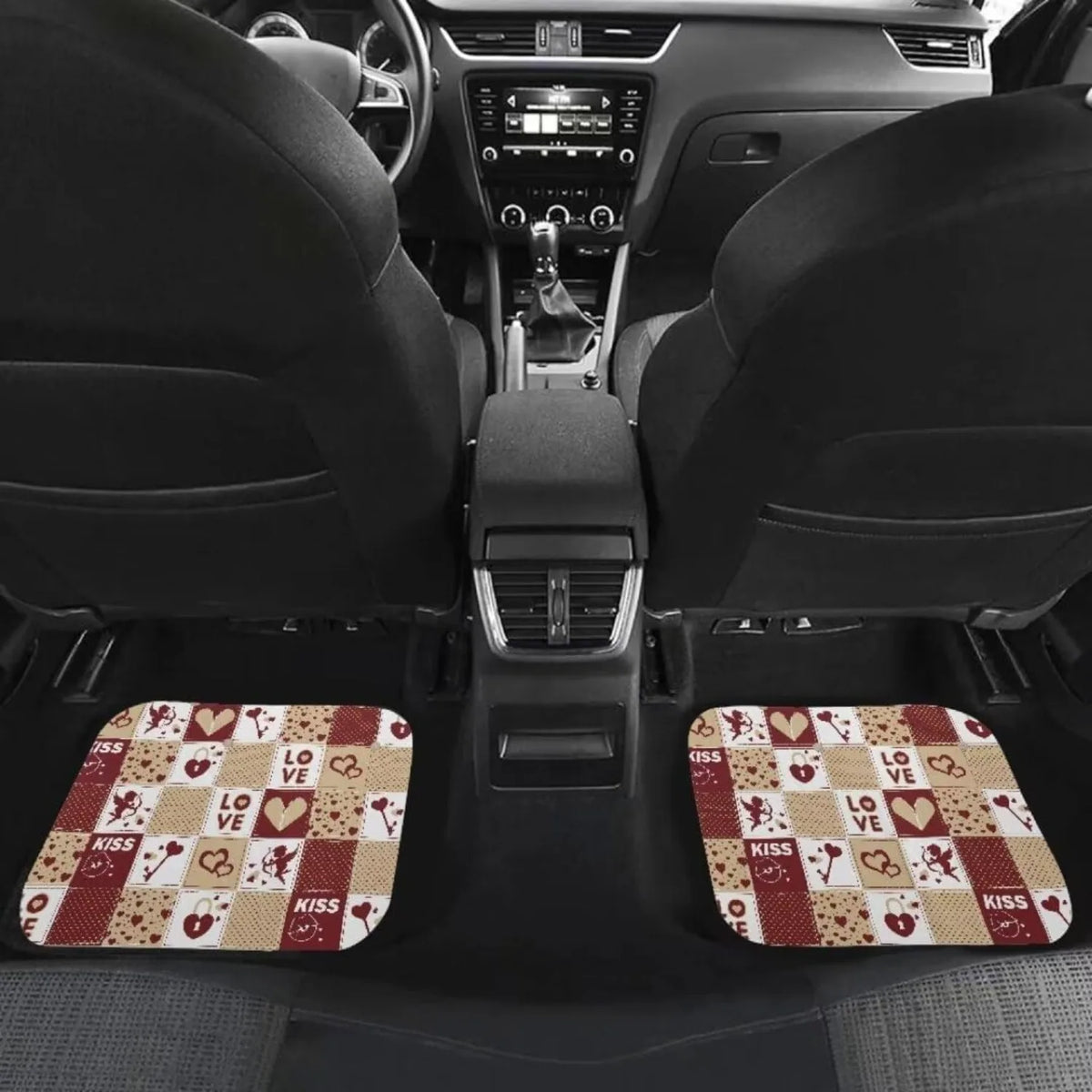 Retro 4-Piece Waterproof Car Floor Mats – Heart Plaid Print Car Floor Mats HIP