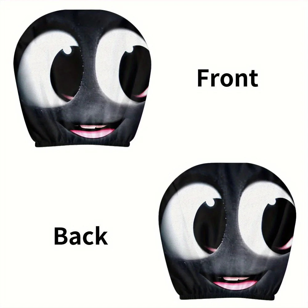 2-Pack Cute Big-Eyed Car Headrest Covers | Fun Car Decor Car Headrest Cover HIP black