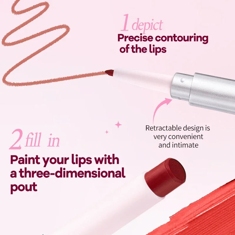 OCHEAL 2-in-1 Matte Lip Liner & Lipstick Pen | Long-Lasting Lip Liner Lipstick HIP