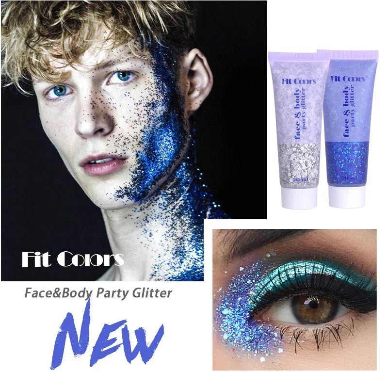 Eye Sequins Gel Mermaid Scale Face Body Lip Sequins Glitter Powder Eye Shadow Bright Polarized Dance Nail Decoration Makeup 50ML HIP