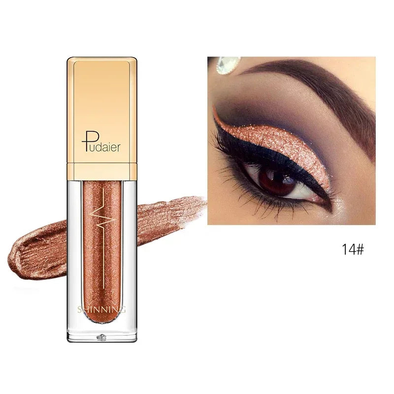 New Make Up Liquid Eyeshadow Waterproof Glitter Pigments Purple Gold Metalic Women Beauty Gel Eye Shadow Cream 18 Colors Makeup HIP 14