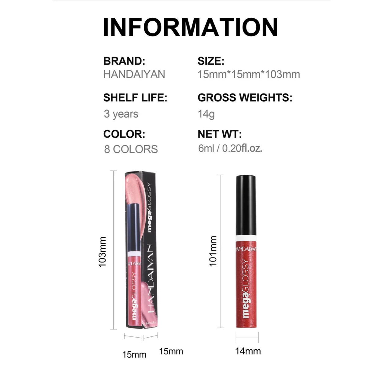 Handaiyan Mirror Shine Lip Gloss – Moisturizing Liquid Lipstick Lip Gloss HIP
