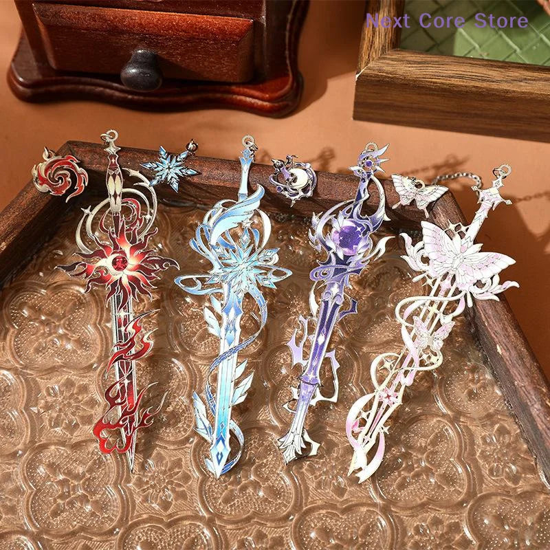 Anime Elemental Metal Bookmark – Colorful Enamel Hollow Design Metal Bookmark HIP