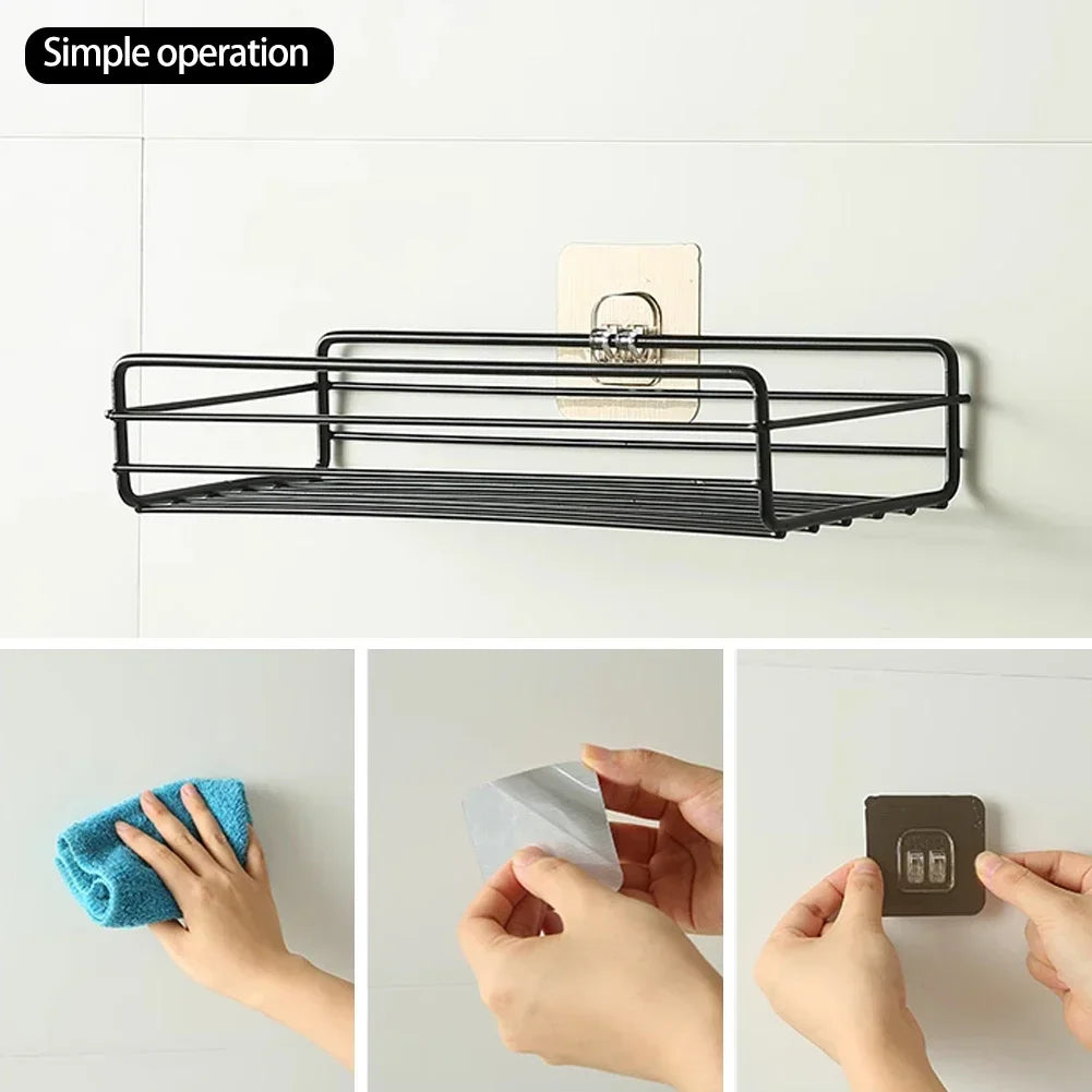 5pcs Wall Adhesive Hooks Transparent Wire Shelf Rack Hook Wall Mount Free Punch Kitchen Bathroom Non Trace Stickers Holder HIP