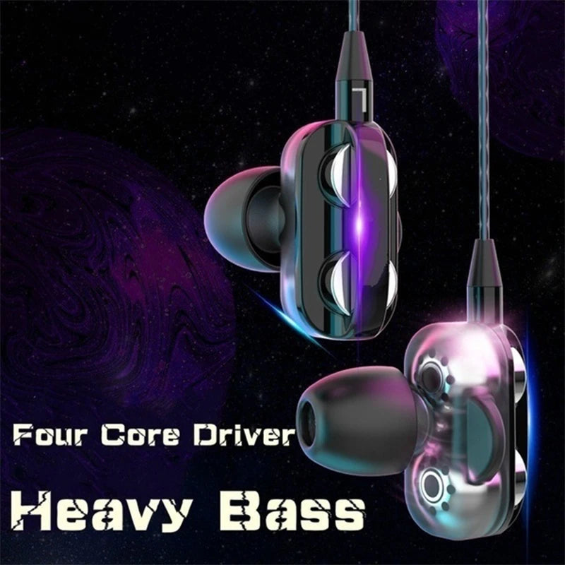 Dual Driver 3.5mm Wired Earphones – HiFi Stereo Deep Bass Wired In-Ear Earphones HIP