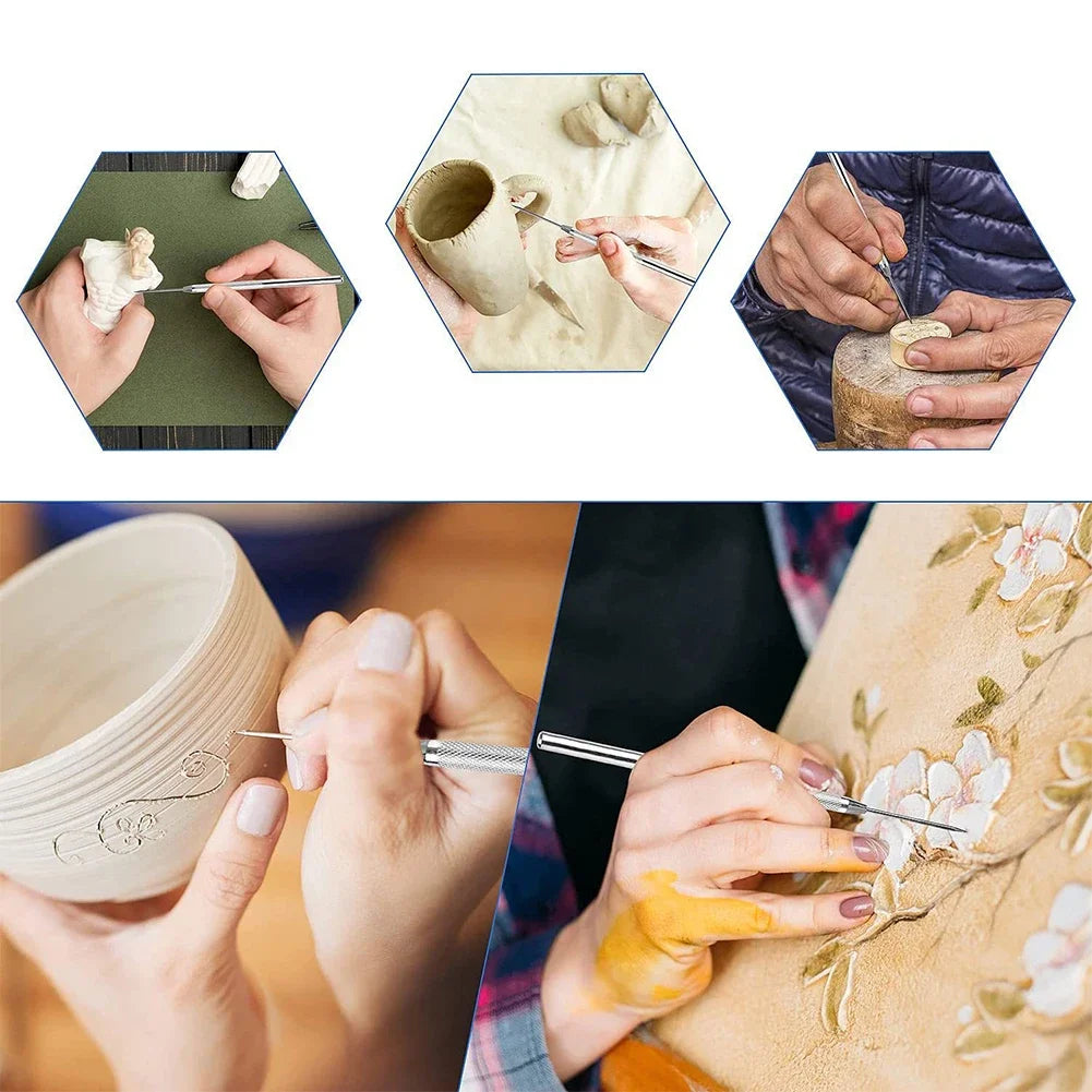 7 Pin Feather Wire Texture Ceramics Tools Polymer Clay Sculpting Modeling Tool DIY Pottery Brush Pottery Tools Cake Accessories HIP