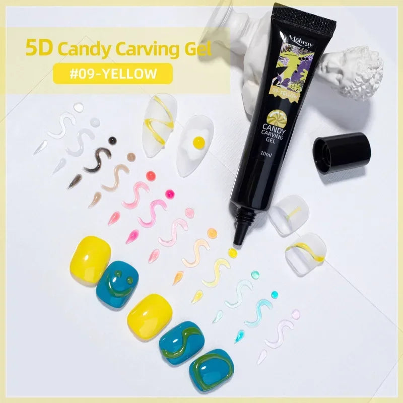 Nail Art Decorations Gel PVC Hose Modeling Phototherapy UV Nail Polish Glue INS Transparent Gummy Carving Jelly 5D Nail Art Gum HIP 09 Yellow-NET10g