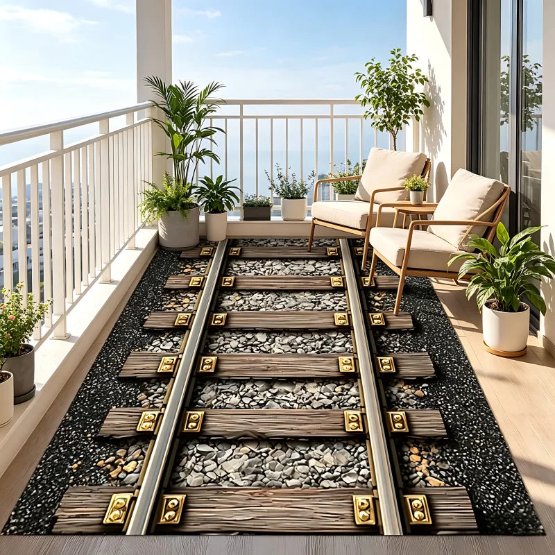 2D Train Track Kids Runner Rug – Anti-Slip Playmat Kids Runner Rug HIP
