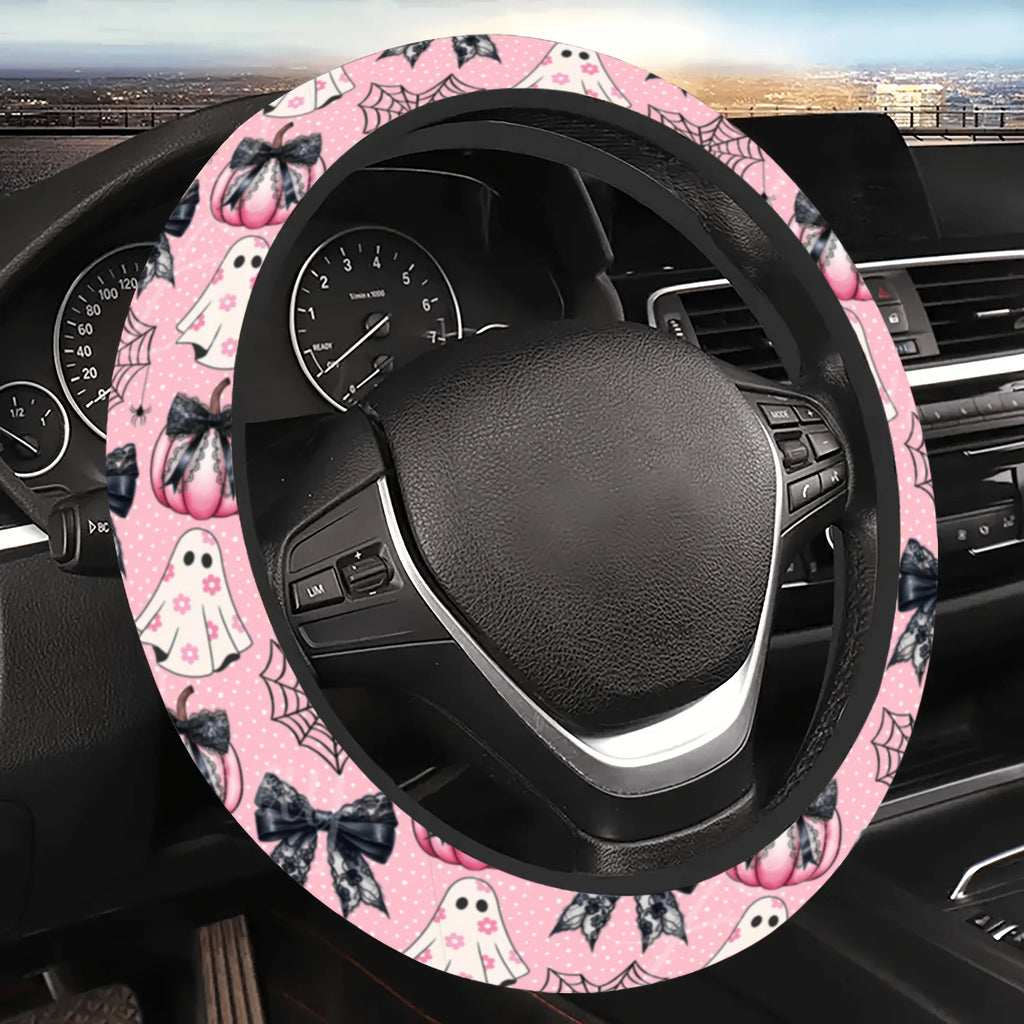 Halloween Neoprene Steering Wheel Cover – Pumpkin & Bat Steering Wheel Cover HIP black
