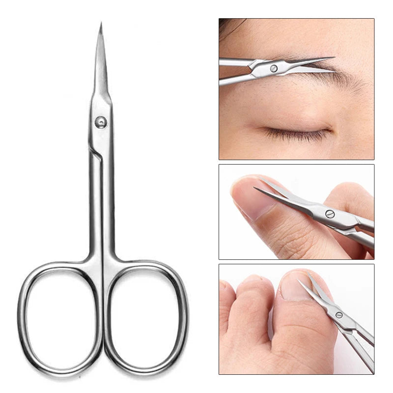 Stainless Steel Curved Tip Thin Blade Cuticle Scissors Nail Clippers Trimmer Dead Skin Remover Manicure Tools Eyebrow Toos HIP