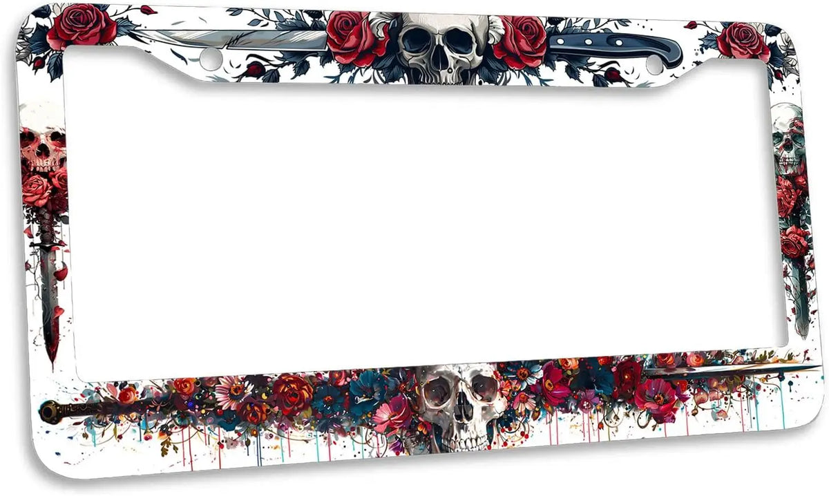 Skull Gothic Stainless Steel License Plate Frame | Car Decor License Plate Frame HIP