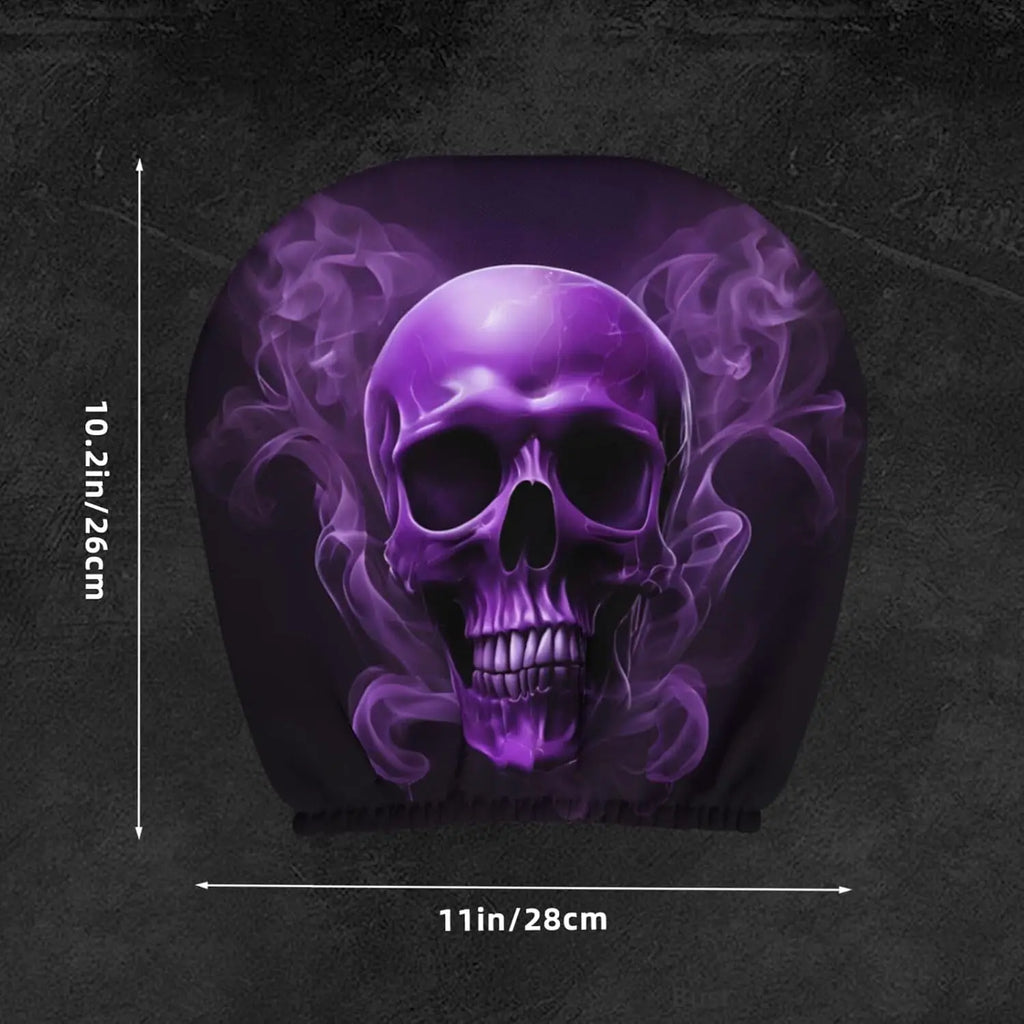 2-Pack Purple Skull Car Headrest Covers – Universal Fit Car Seat Accessory HIP